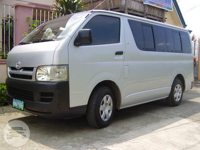 Toyota Hiace Van
Van /
Angeles, Pampanga

 / Airport Transfer ₱2,000.00
 / Daily ₱4,500.00

