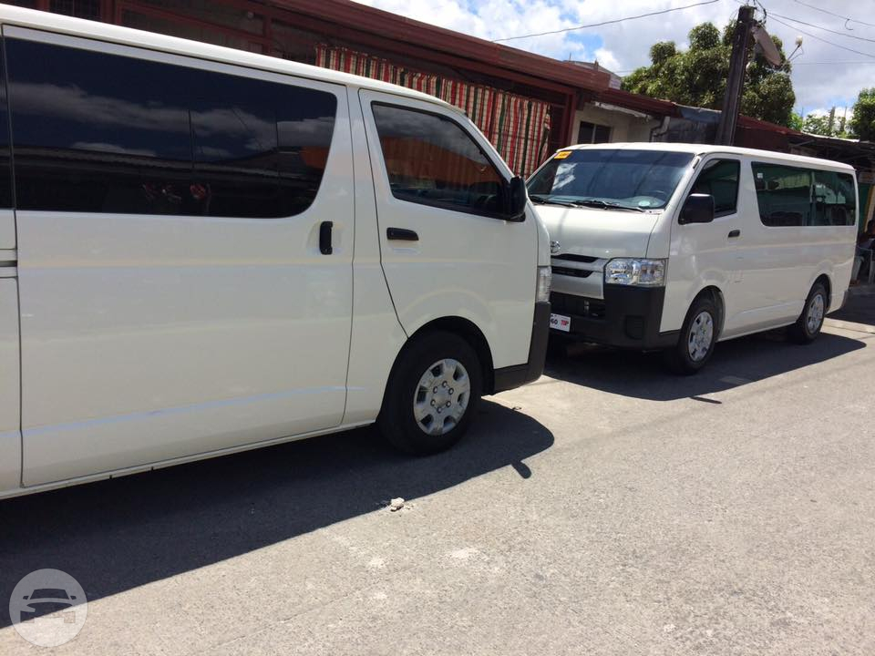 Toyota Hiace Van
Van /
Dasmariñas, Cavite

 / Airport Transfer ₱2,500.00
 / Daily ₱4,500.00
